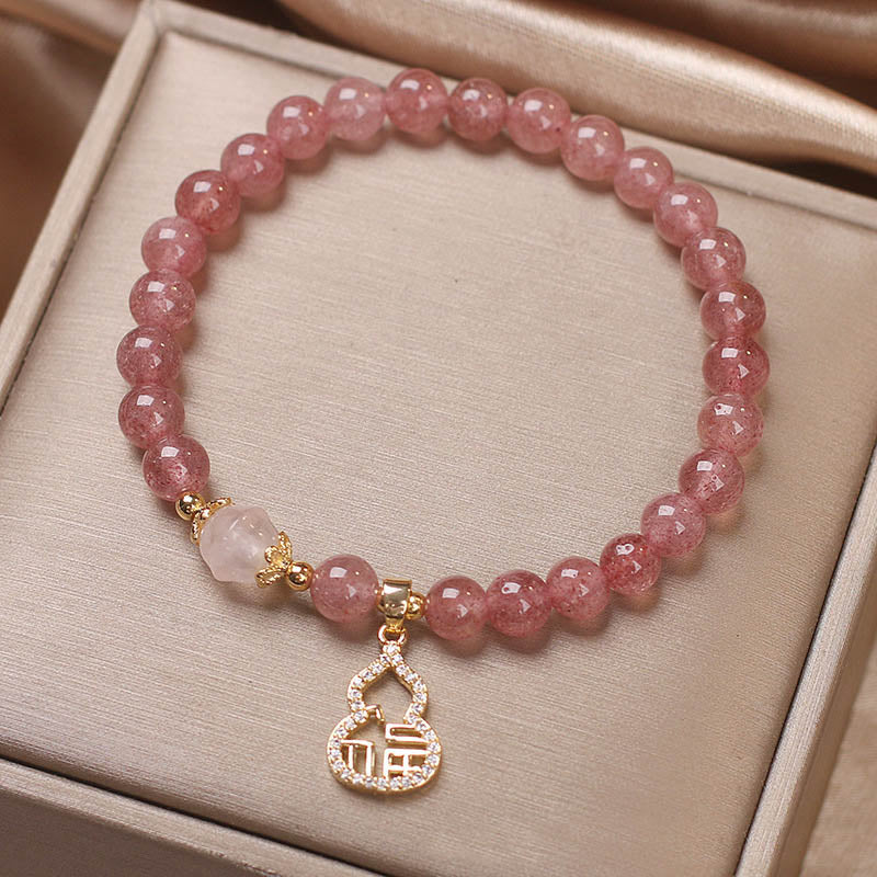Strawberry Quartz Positive Energy Bracelet with Fu Charm