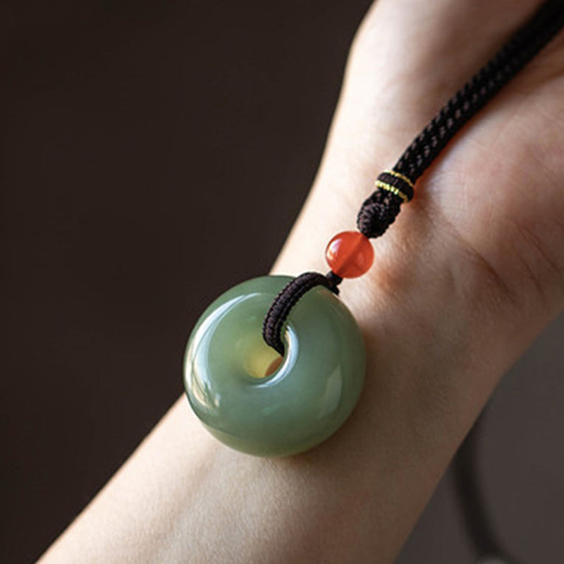 Natural Gray Jade Luck Necklace | Peace & Prosperity Pendant
