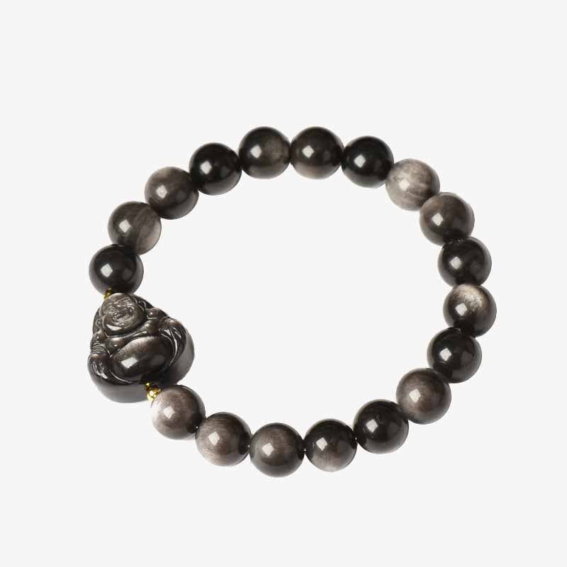Silver Sheen Obsidian Protection Bracelet 8mm Meditation Beads