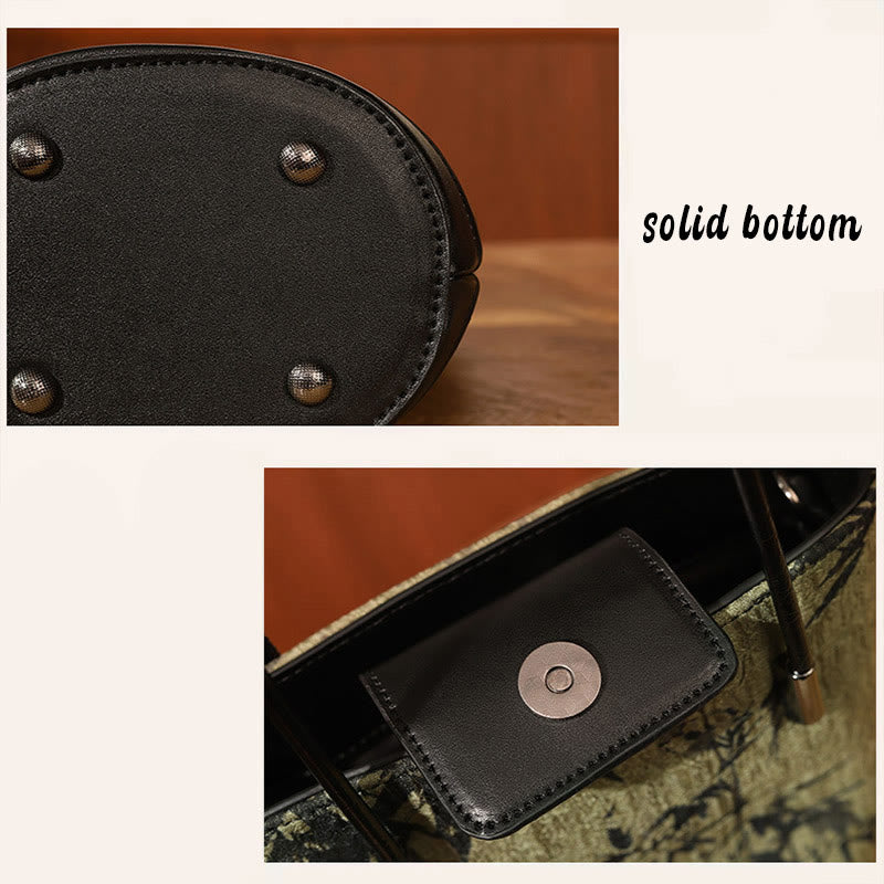 Green Bamboo Print Vintage Crossbody Bag - Spiritual Accessory