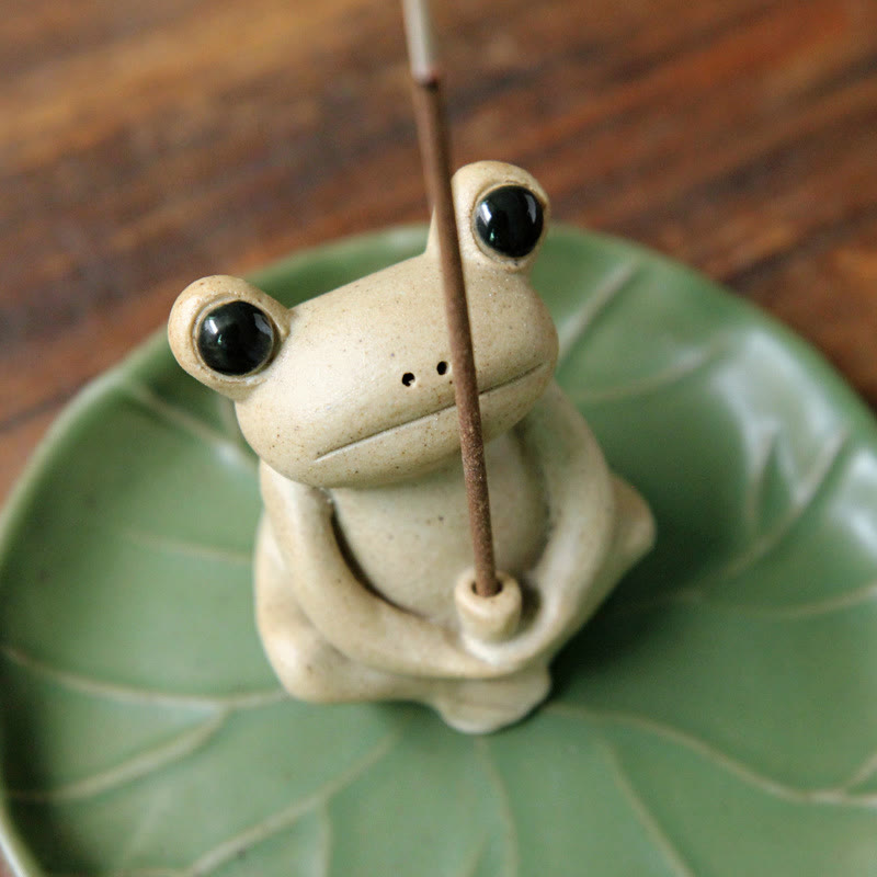 Handmade Ceramic Frog Incense Burner | Meditation Decor