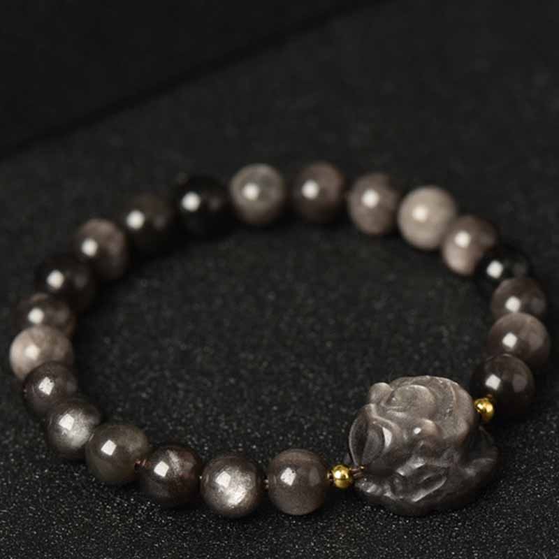 Silver Sheen Obsidian Protection Bracelet 8mm Meditation Beads