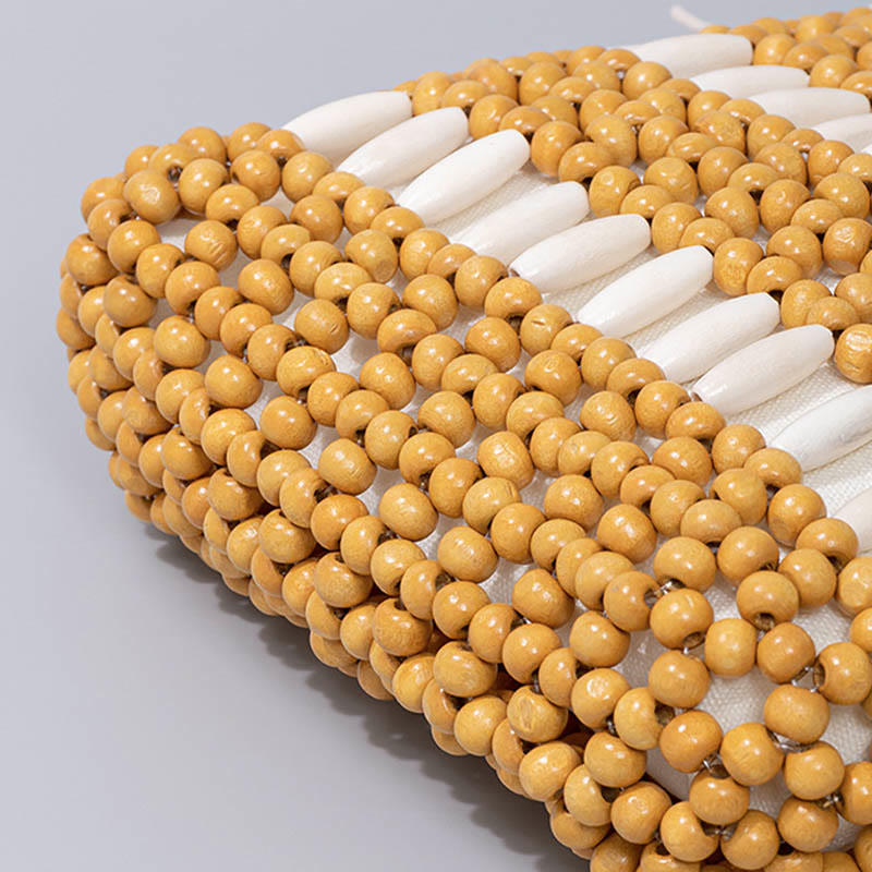 Hand-woven Round Wooden Beads Shoulder Bag | Spiritual Accessory