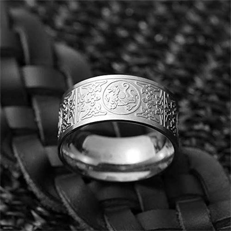 Carved Four Guardian Beasts Dragon Ring in Titanium Steel
