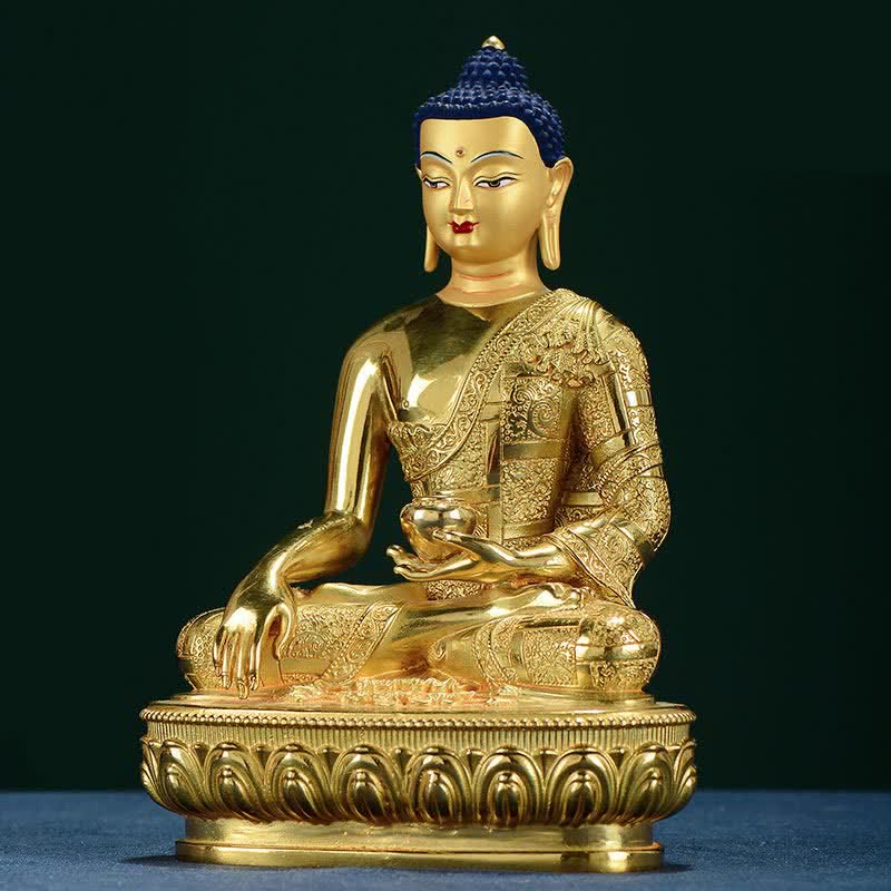 Copper Buddha Statue Shakyamuni Figurine 16.5cm Enlightenment