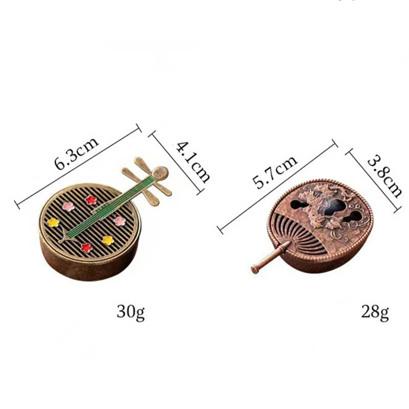 Small Mini Copper Alloy Gourd Fan Pipa Incense Burner