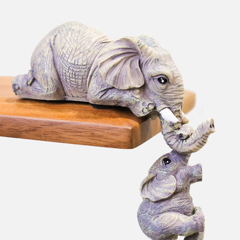 Resin Elephant Sitter Figurines for Strength & Wisdom Decor