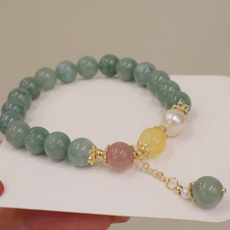Jade Prosperity Abundance Bead Bracelet for Luck