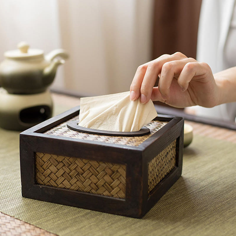Handmade Bamboo Wooden Tissue Box for Zen Decor
