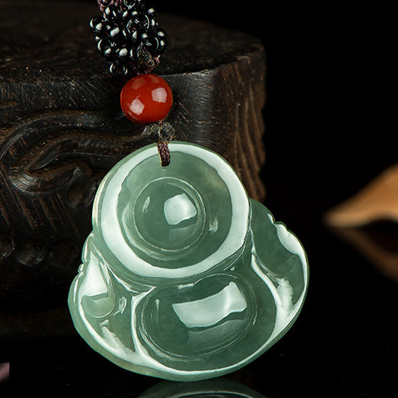 Laughing Buddha Jade Necklace Pendant | Abundance & Luck