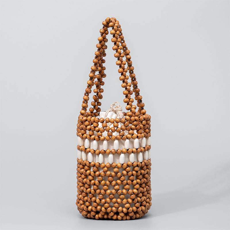 Wooden Beads Bucket Bag 12cm for Spiritual Jewelry
