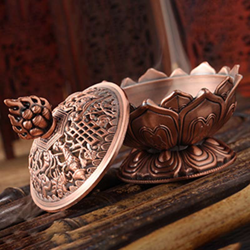 7cm Zinc Alloy Lotus Incense Burner for Meditation