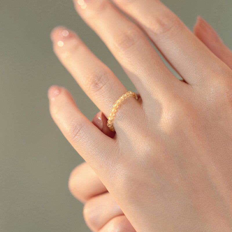 Natural Citrine Gold Ring Prosperity & Happiness 14k Plated