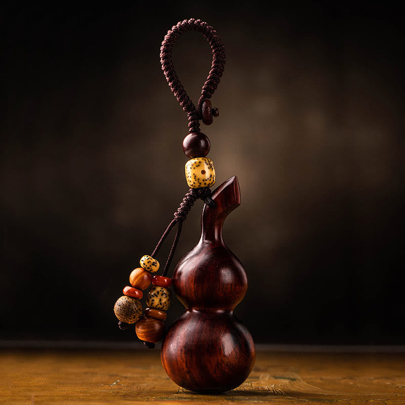 Ebony & Red Sandalwood Gourd Key Chain for Luck & Protection