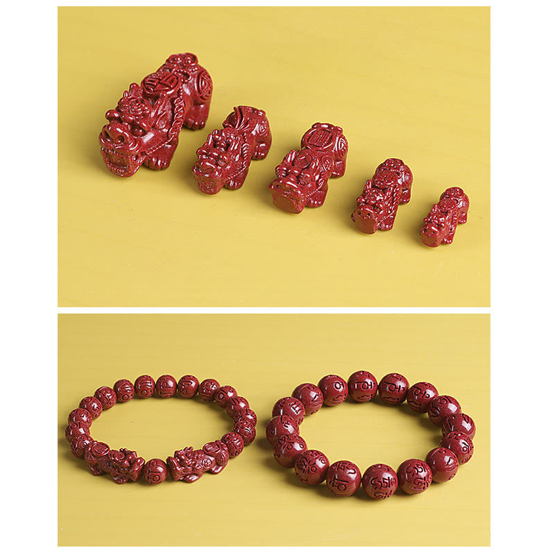 8mm Natural Double Pixiu Cinnabar Wealth Bracelet