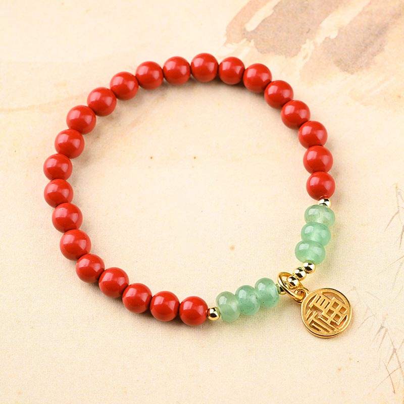 6mm Cinnabar Green Aventurine Luck Bracelet Unisex