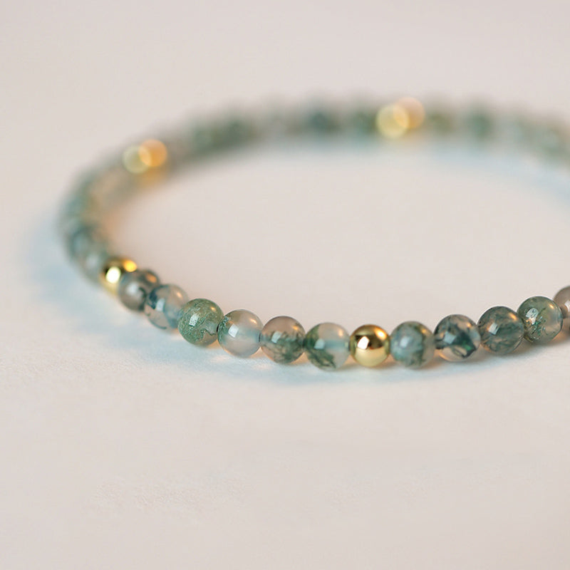 4mm Moss Agate Lucky Balance Meditation Bracelet