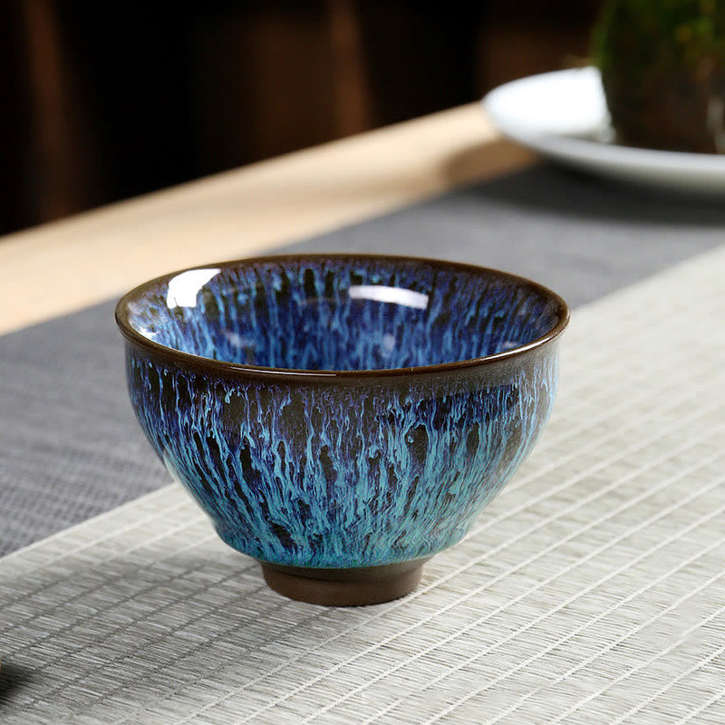 Multicolor Ceramic Tea Cup Ocean Wave | Zen Decor
