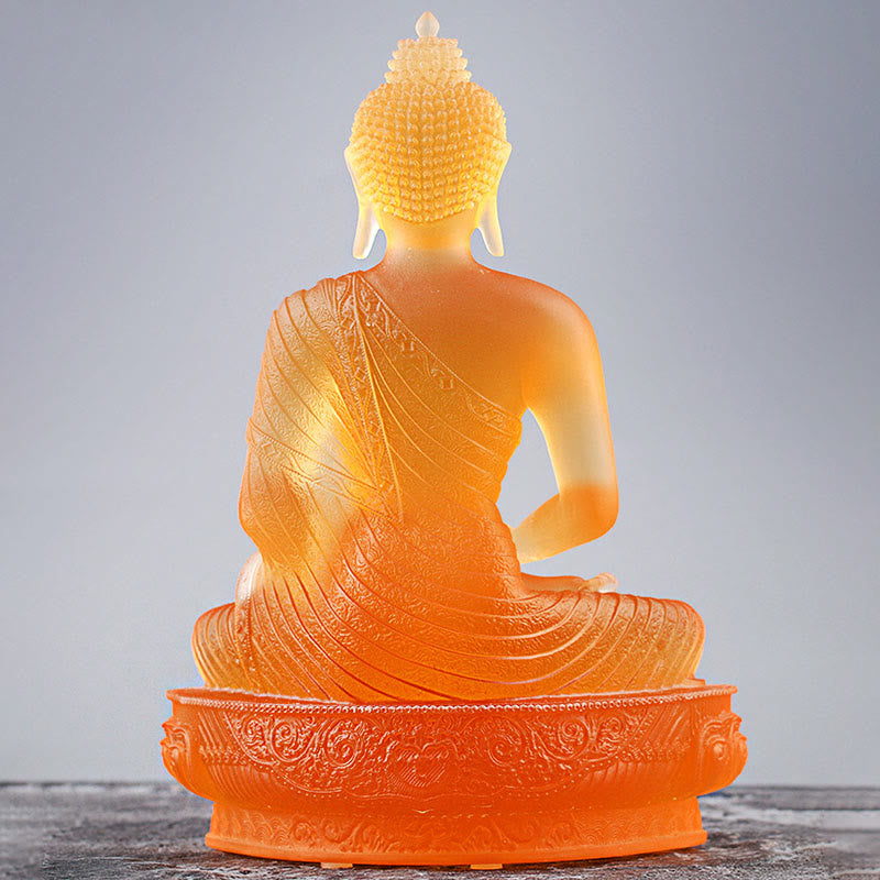 Liuli Buddha Statue Serenity Figurine 15cm Feng Shui Art