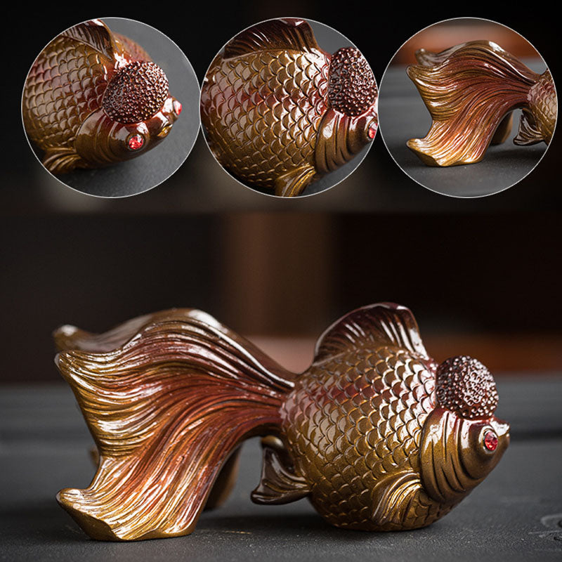 Color Changing Resin Koi Fish Figurine for Wealth & Luck