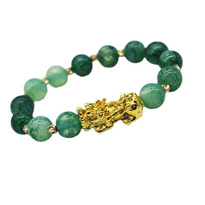 10mm Cyan Jade Pixiu Success Bracelet for Wealth
