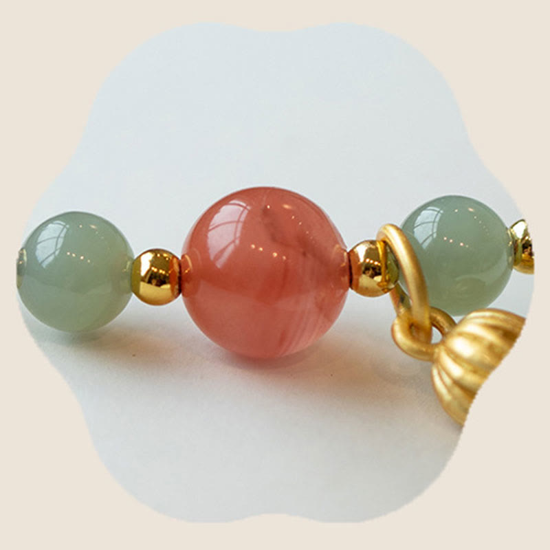 Red Agate Jade Lotus Confidence Bracelet