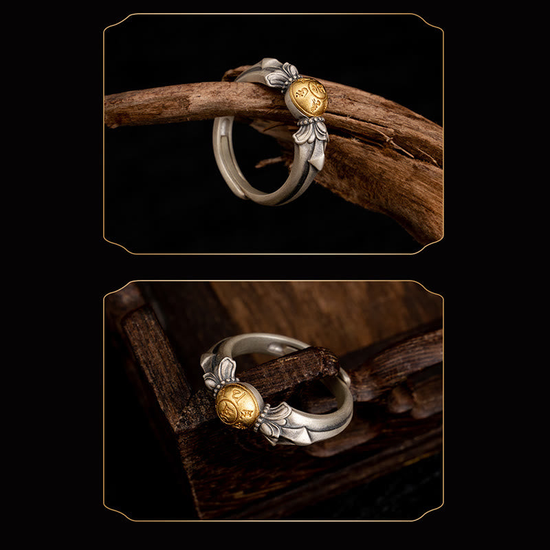 Adjustable 925 Sterling Silver Om Mani Padme Hum Mantras Ring