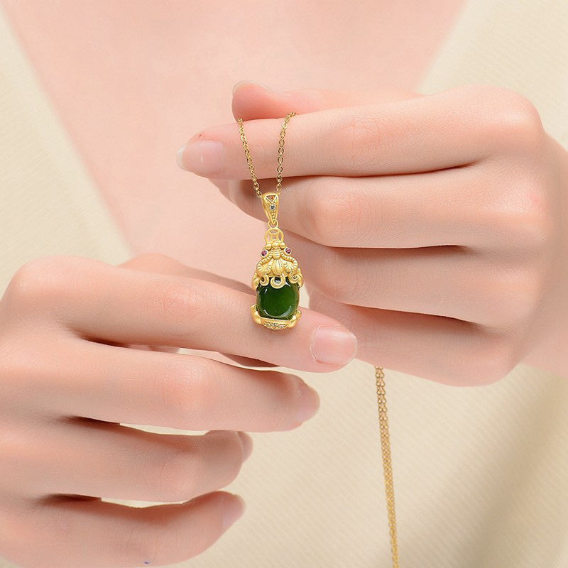 Natural Jade Pixiu Balance Necklace for Prosperity