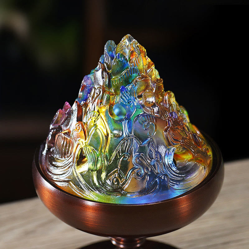 Liuli Crystal Mountain Incense Burner for Meditation and Healing