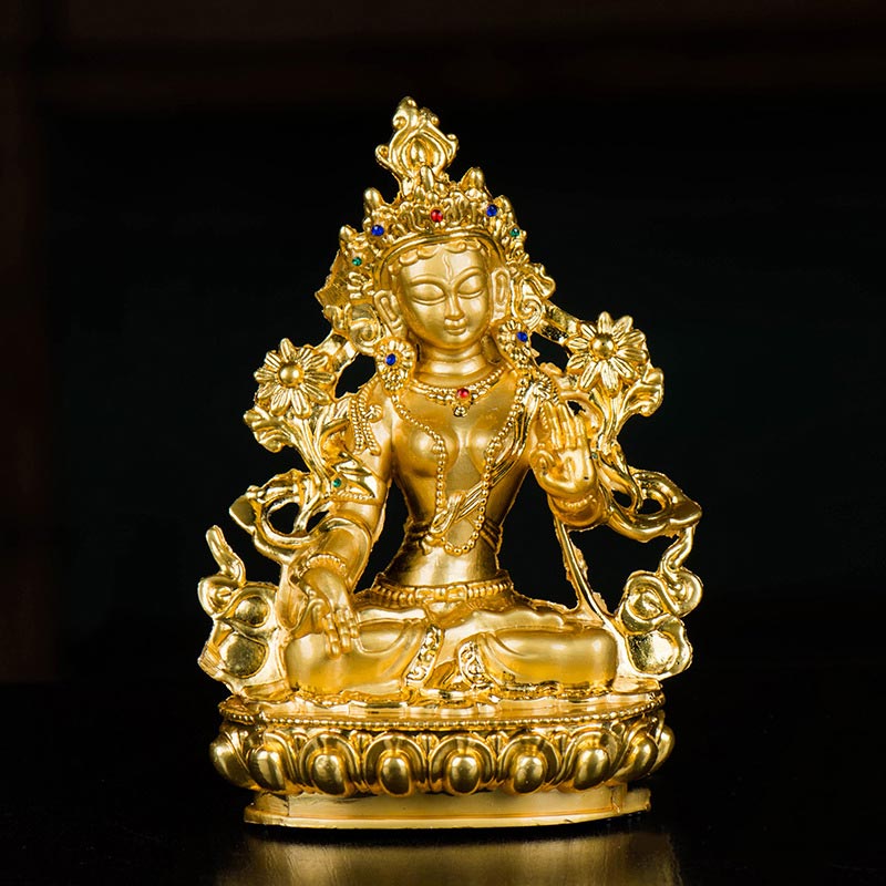 Gold Plated Bodhisattva White Tara Statue for Hope & Protection