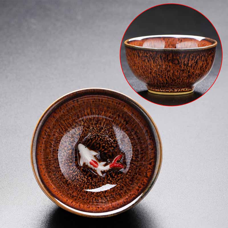 Small Koi Fish Kiln Change Jianzhan Ceramic Tea Cup 60ml