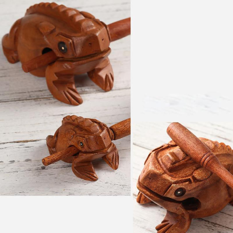 Miniature Feng Shui Wealth Luck Frog Decoration 6.5cm Wood