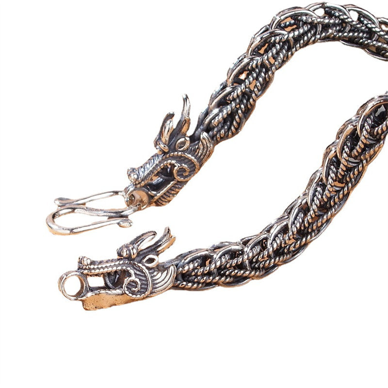 925 Sterling Silver Dragon Bracelet for Success and Strength