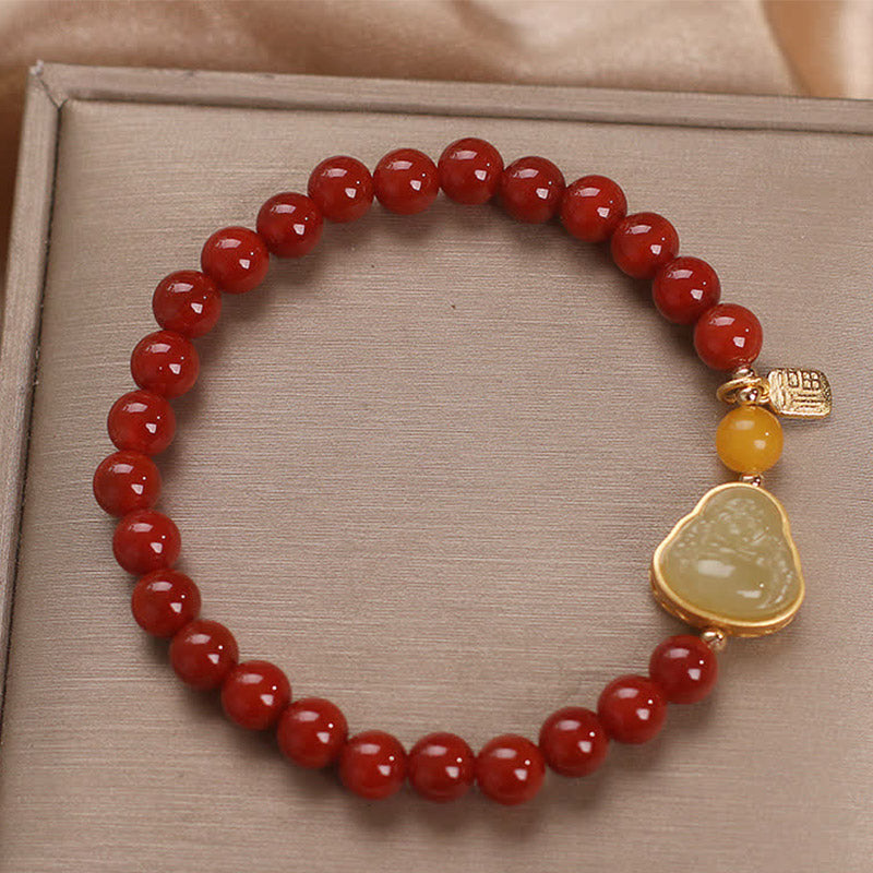 Red Agate Jade Confidence Buddha Bracelet