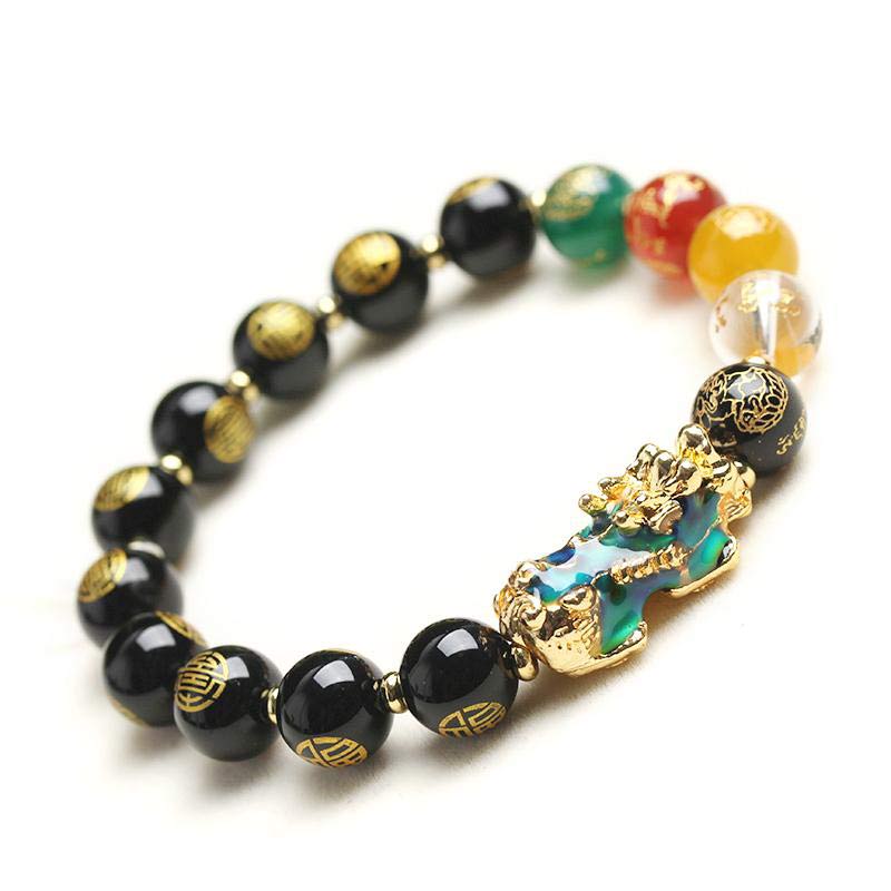 10mm Color-Changing Pixiu Obsidian Luck Bracelet for Feng Shui