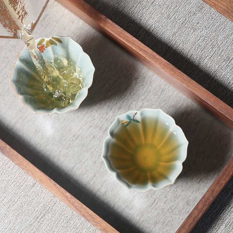 Loquat Dogwood Ceramic Kung Fu Tea Cup 75ml Zen Decor