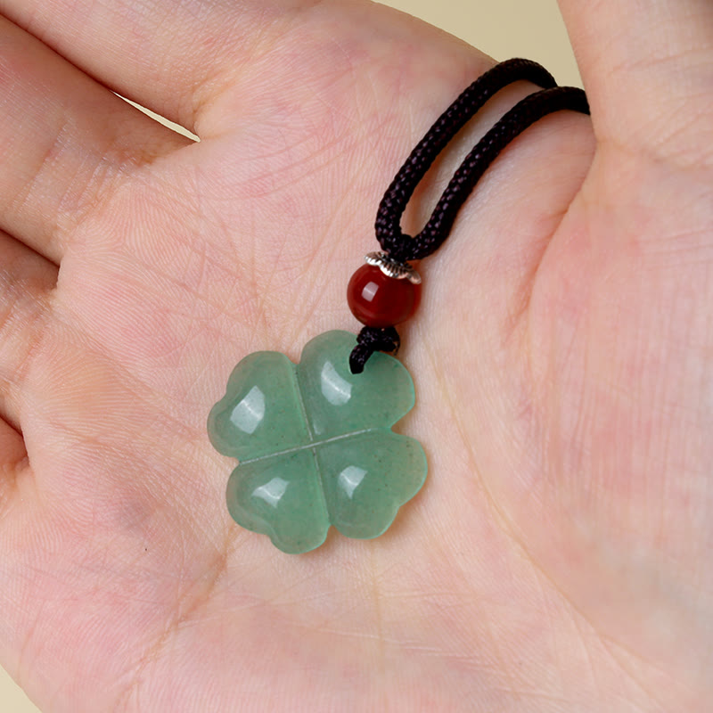 Green Aventurine Luck Necklace | Sterling Silver Clover Charm
