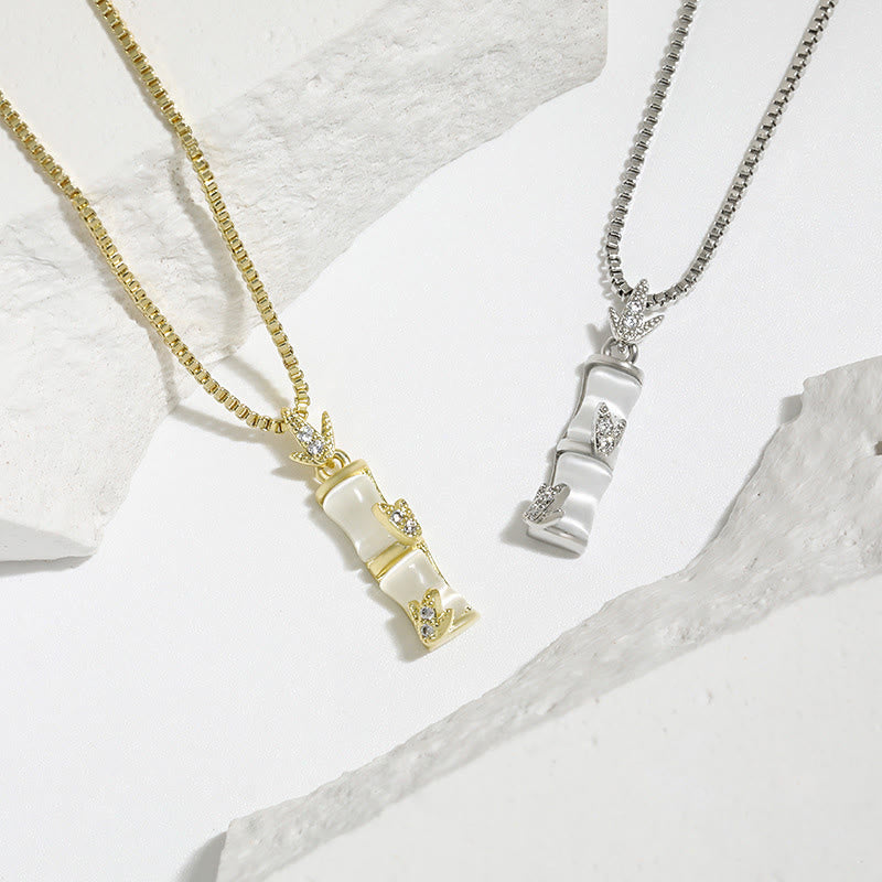 Chalcedony Bamboo Harmony Spiritual Necklace 47cm Pendant