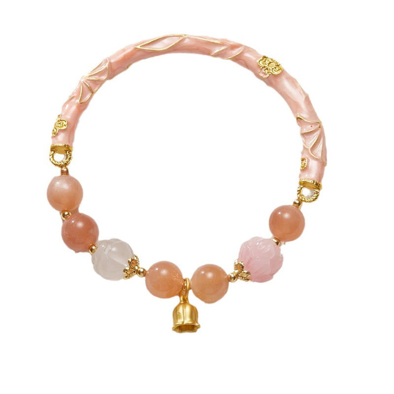 Sun Stone & Golden Silk Jade Positive Charm Bracelet