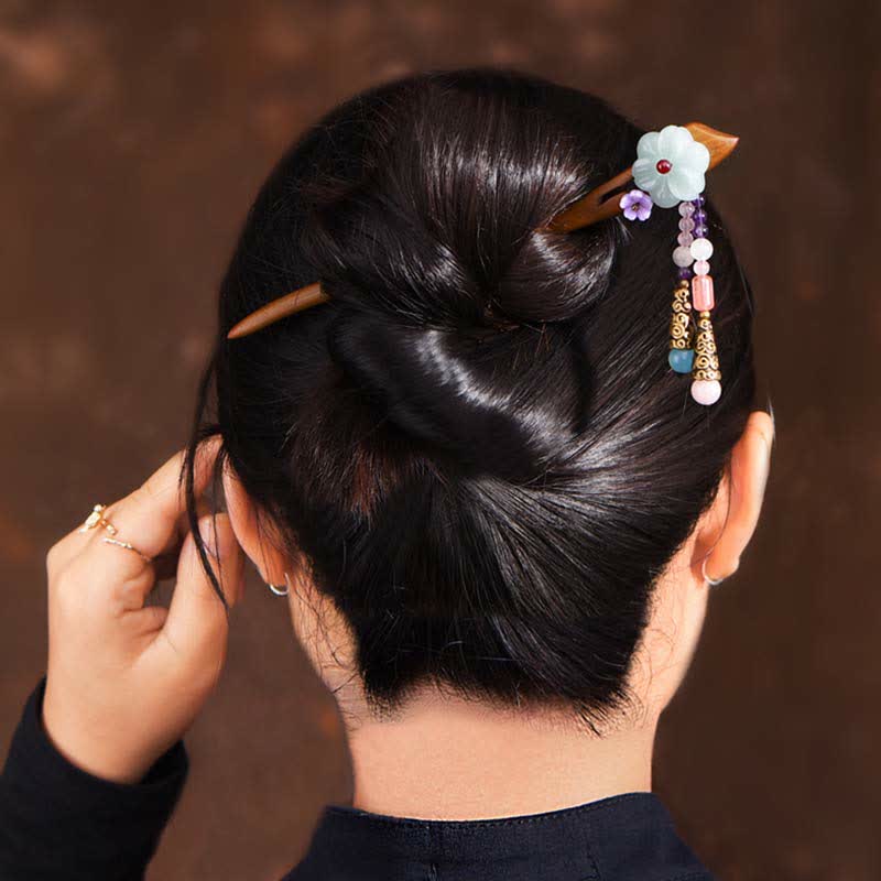 Red Sandalwood Amethyst Aventurine Protection Hairpin Chinese Style