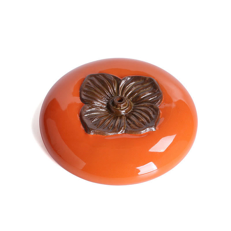 Ceramic Persimmon Incense Burner for Meditation Healing