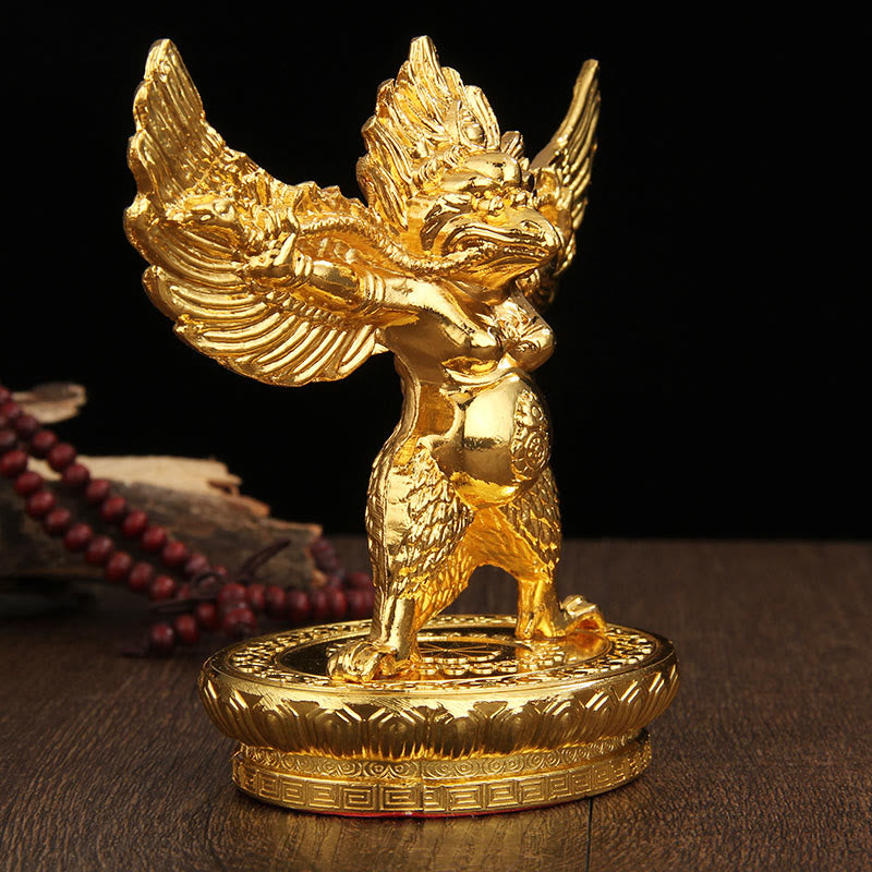 Gold Garuda Bird Zinc Alloy Protection Spiritual Statue 12.5cm