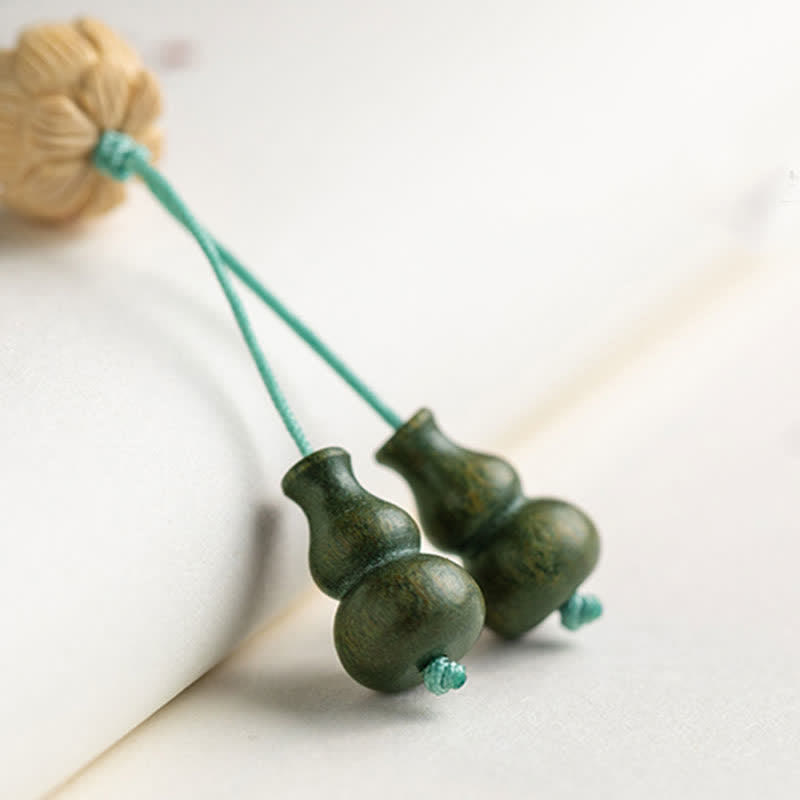 108 Wood Mala Beads Bracelet Green Sandalwood Lotus Beads