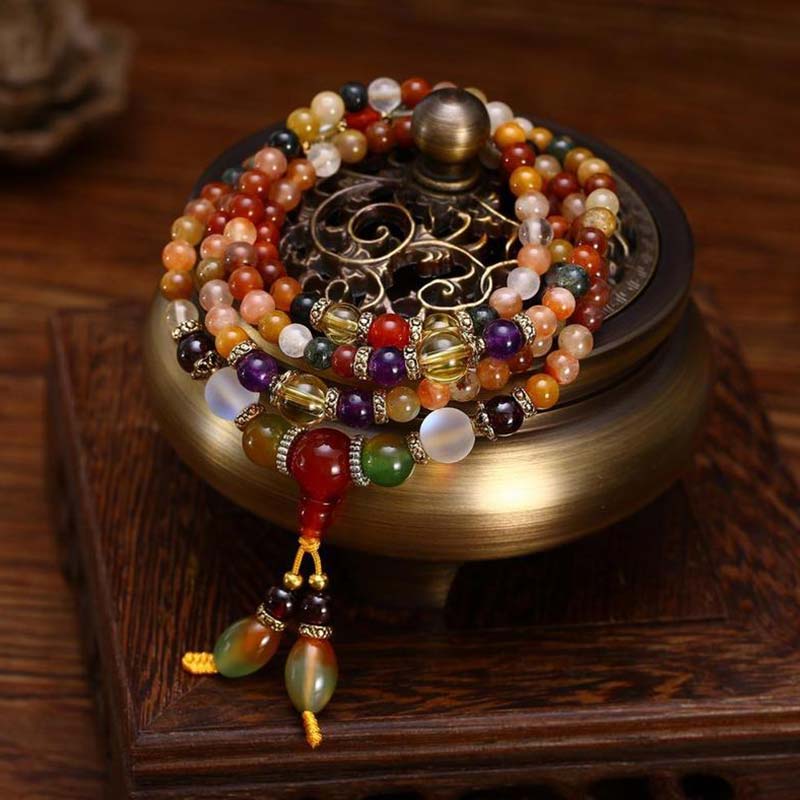 108 Beads Clear Quartz Healing Mala Bracelet for Meditation