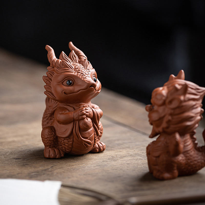 Purple Clay Luck Dragon Tea Pet Figurine | Spiritual Statue