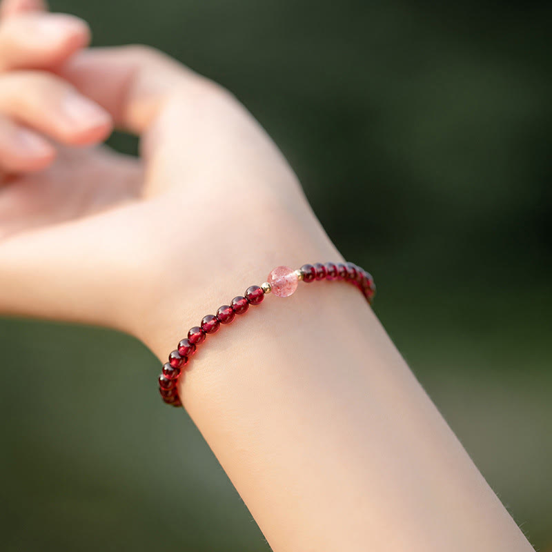 Garnet & Strawberry Quartz Calm Healing Bracelet