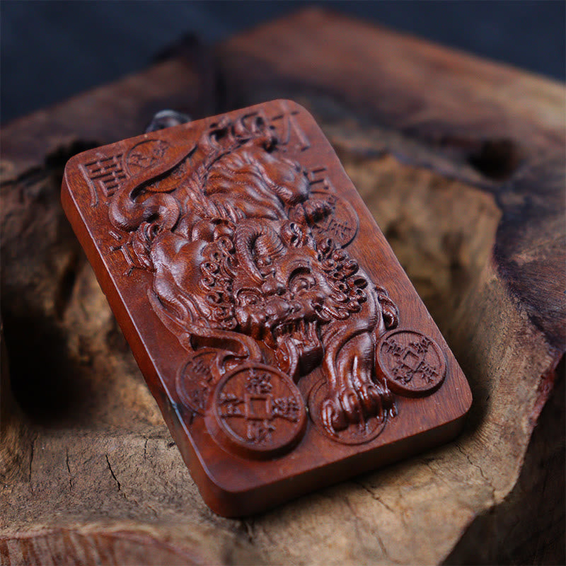 Lightning Struck Jujube Wood Pixiu Necklace for Fortune