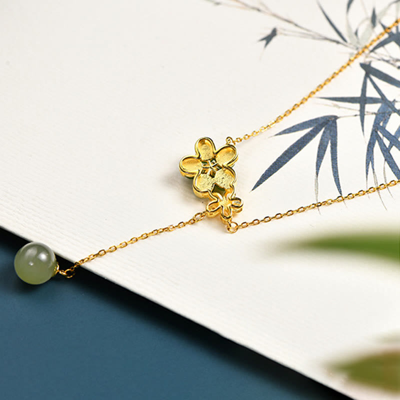 Hetian Cyan Jade Luck Necklace in 925 Silver | Healing Sounds