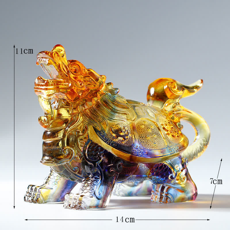 Liuli Feng Shui Dragon Turtle Crystal Art Piece