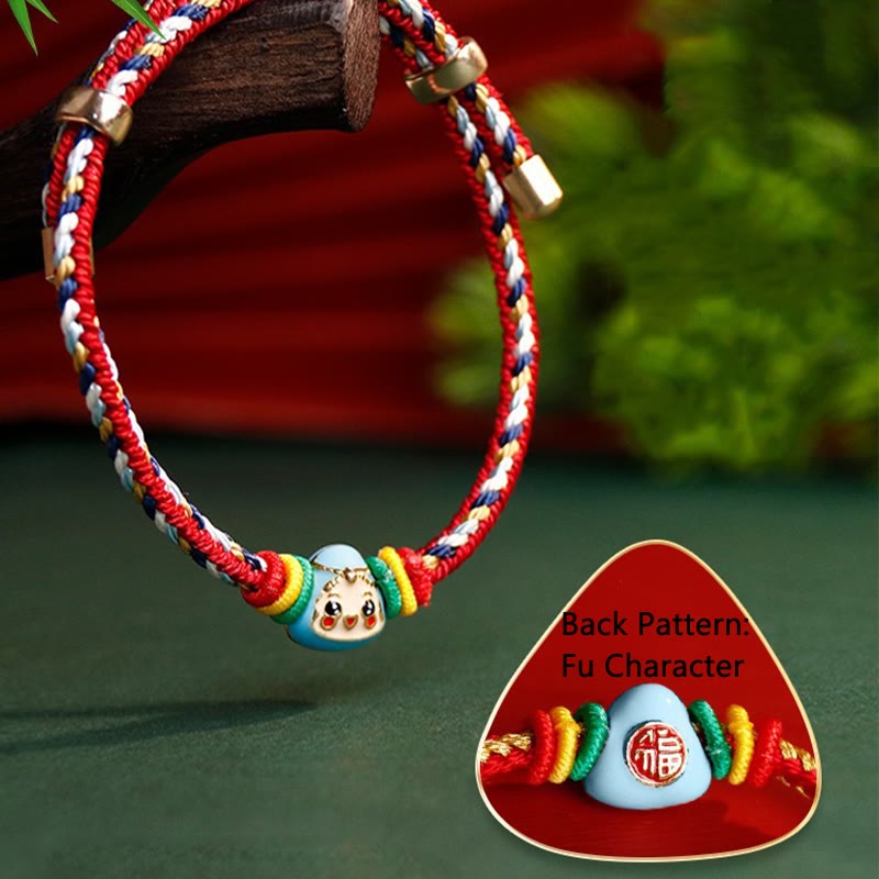 Colorful Rope Fu Character Luck Handmade Bracelet
